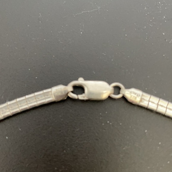 Sterling Silver Omega Link Necklace 16” Made in Italy 925 - Picture 6 of 7
